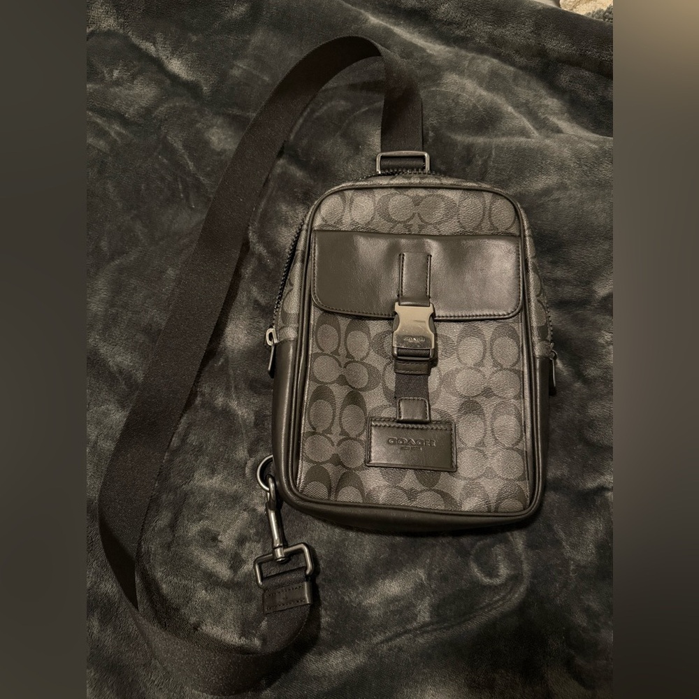 Coach Signature Black and Gray Messenger Bag